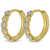 Juwelier Zwartevalk - 14 karaat gouden bicolor oorbellen met zirkonia 12.239--