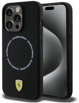 Ferrari Silicone Back Case (MagSafe Compatible) - Geschikt voor Apple iPhone 15 Pro Max (6.7") - Zwart