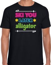 Bellatio Decorations T-shirt d'après ski pour homme - ski you later alligator - noir - sports d'hiver M