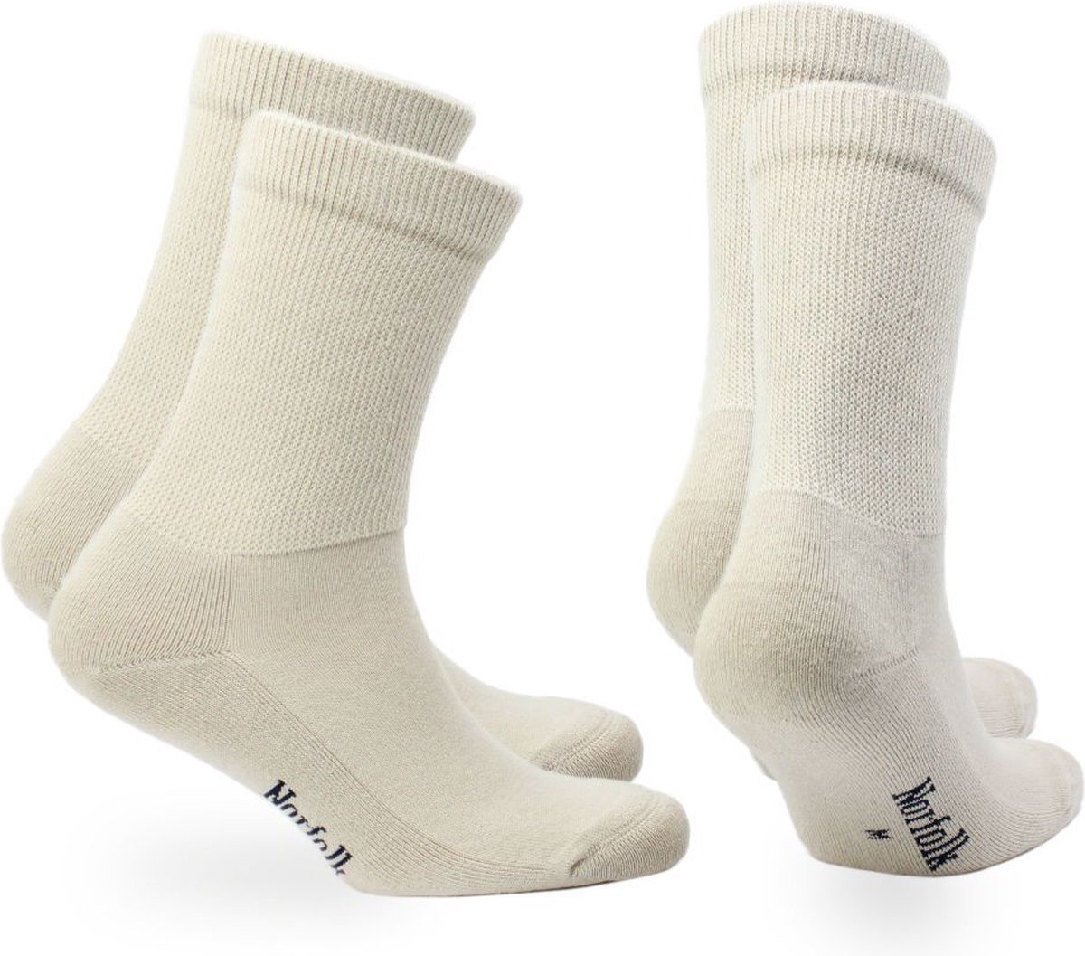 Norfolk - 2 paar - Stretch+ Extra Wijde Sokken - Katoenen Sokken met Demping - Diabetes sokken - Sokken Heren - Oatmeal - 43-46 - Rio