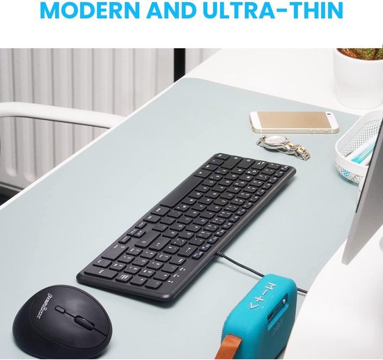 Perixx PERIBOARD-106, Full-size USB Wired Keyboard with Ergonomic Design, White, German QWERTZ Layout