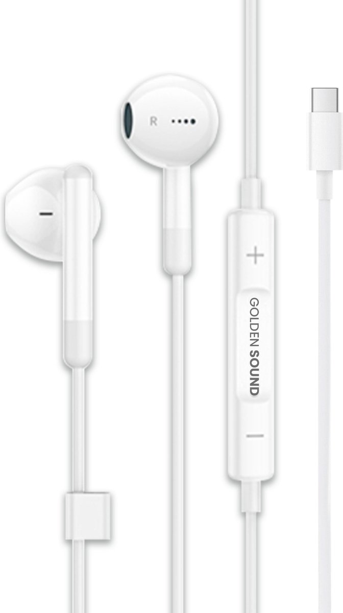 Golden Sound bedrade oordopjes - Oordopjes met draad en microfoon - USB-c aansluiting - Geschikt voor IOS, Samsung & Android