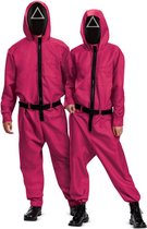 Smiffy's - Squid Game Pak - Netflix Squid Game Driehoek Guard Costume - Rouge - Petit / Medium - Déguisements - Déguisements