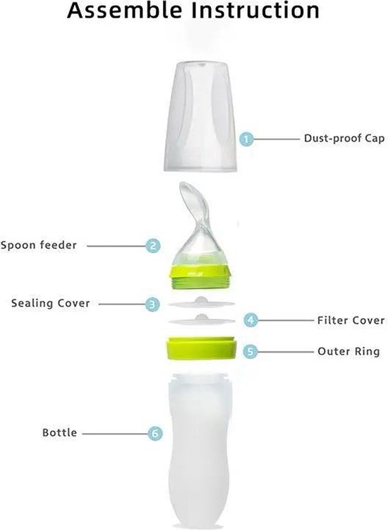 Knijpfles met lepel - Life Nur - Baby / Kinderbestek - Kraamcadeau - Babyshower - Groen - 120ml van Life Nur — afbeelding 4