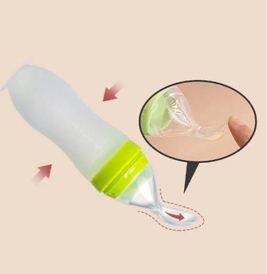Knijpfles met lepel - Life Nur - Baby / Kinderbestek - Kraamcadeau - Babyshower - Groen - 120ml van Life Nur — afbeelding 5