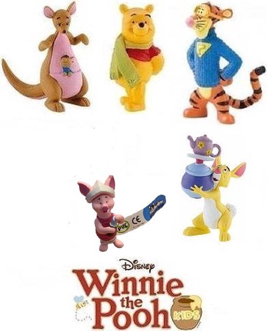 Winnie de Pooh speelset - speelfiguren/taartdecoratie - kunststof - Bullyland - 6cm