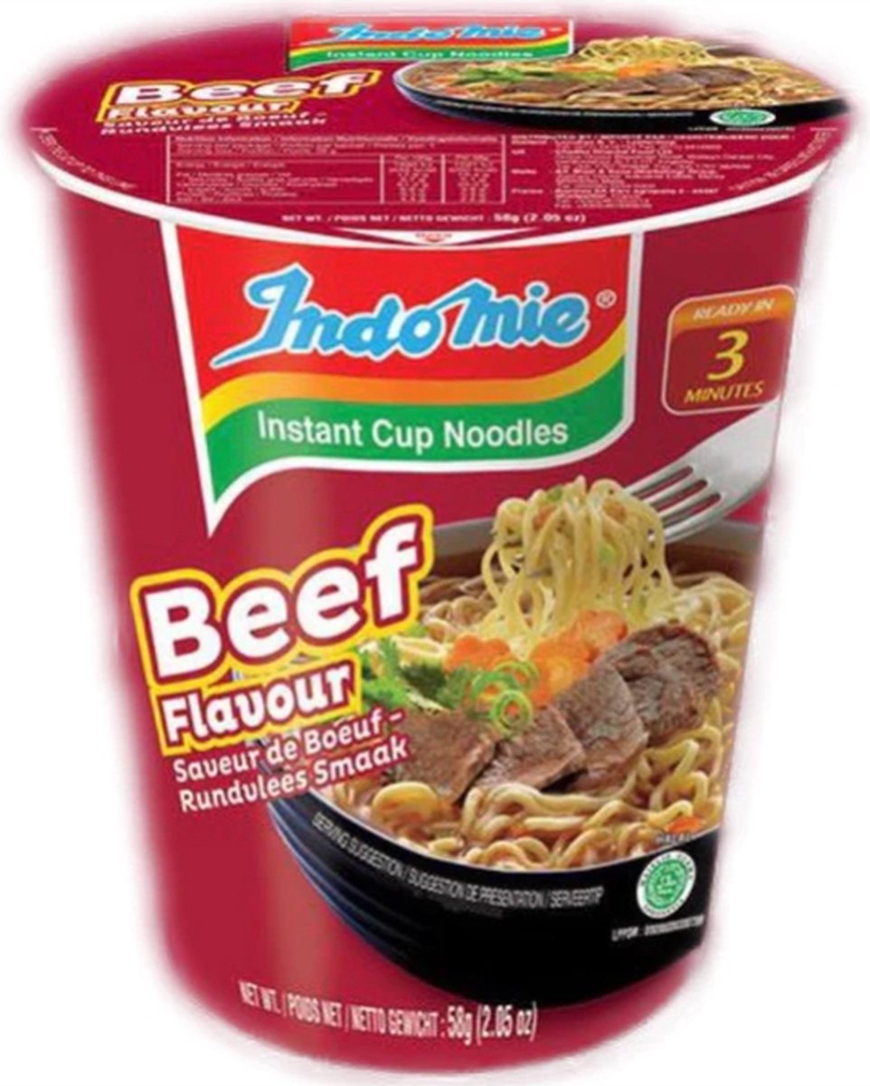Indomie Instant Noedels Rund Cup - 8 x 60gr - Voordeelverpakking