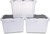 Set van 3 Transparante Opbergboxen | 25 Liter, Waterdicht en Stapelbaar met Deksel | Perfect voor Kleding, Klussen en Huishoudelijke Organisatie