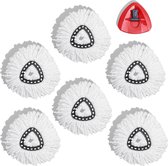 Pack of 6 Microfibre Mop Replacement Head with Refill Head, Compatible with Vileda, O-Cedar Spin Mop for All Floor Types, 360 Degree Rotary Mop Heads, Microfibre Mop Heads, Washing Machine