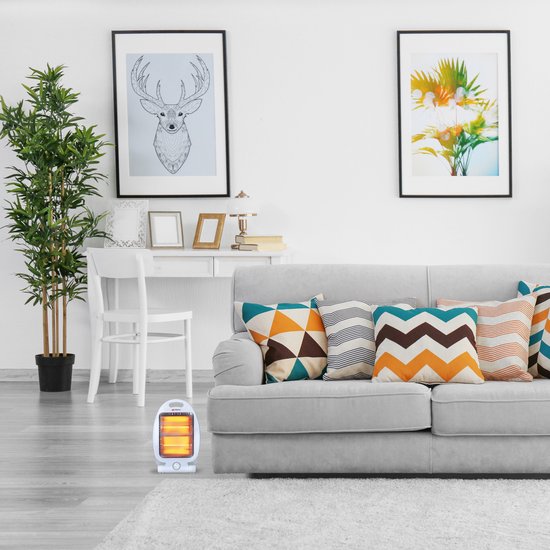 alpina Elektrische Kachel LQ001 – Infrarood Verwarming 800W – Halogeen Heater met 2 Warmtestanden – Compacte Kachel Elektrisch voor Binnen – Elektrische Verwarming met Kantelbeveiliging en Draaggreep