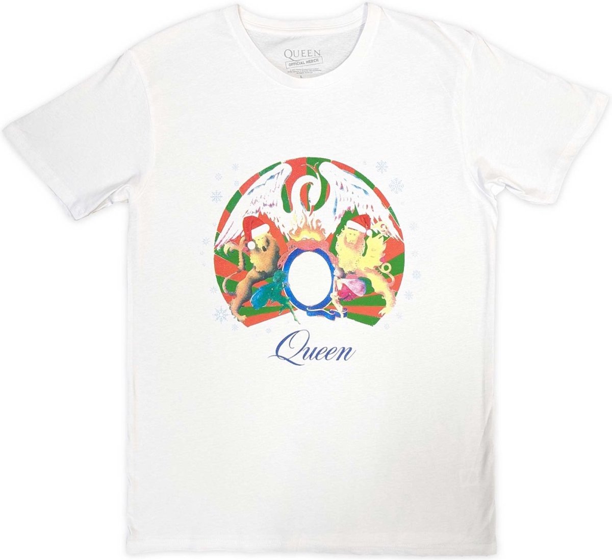 Queen - Snowflake Crest Heren T-shirt - M - Wit
