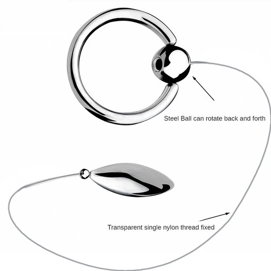 Foto: Rvs penis plug met penis ring metaal 2 in 1 stimulatie dilator urethrale cockring