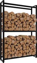 CLP Morson Support à bois de chauffage - intérieur - Métal enduit de poudre - noir 25x100x150 cm