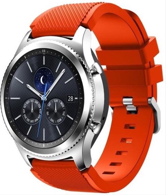 CHPN - Horlogebandje geschikt voor Samsung - Geschikt voor Samsung GEAR S3 & Galaxy Watch 46mm - Wit bandje - Geschikt voor Samsung Watch - Oranje - 22MM bandje