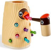 Montessori Magnetisch Speelgoed - Worm Vang Spel - 4 Wormen & 1 Vogel - Educatief