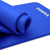 POWRX Gymnastiekmat I Yogamat (donkerblauw, 190 x 100 x 1,5 cm) incl. draagriem + tas + GRATIS oefenposter I Huidvriendelijke sportmat Fitnessmat antislip Ftalaatvrij