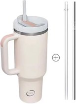 Drinkfles 1.2L met handvat- Licht roos - Waterfles - Drinkbeker - Tumbler - Thermosbeker - Travel Mug - Koffiebeker - Thermoskan