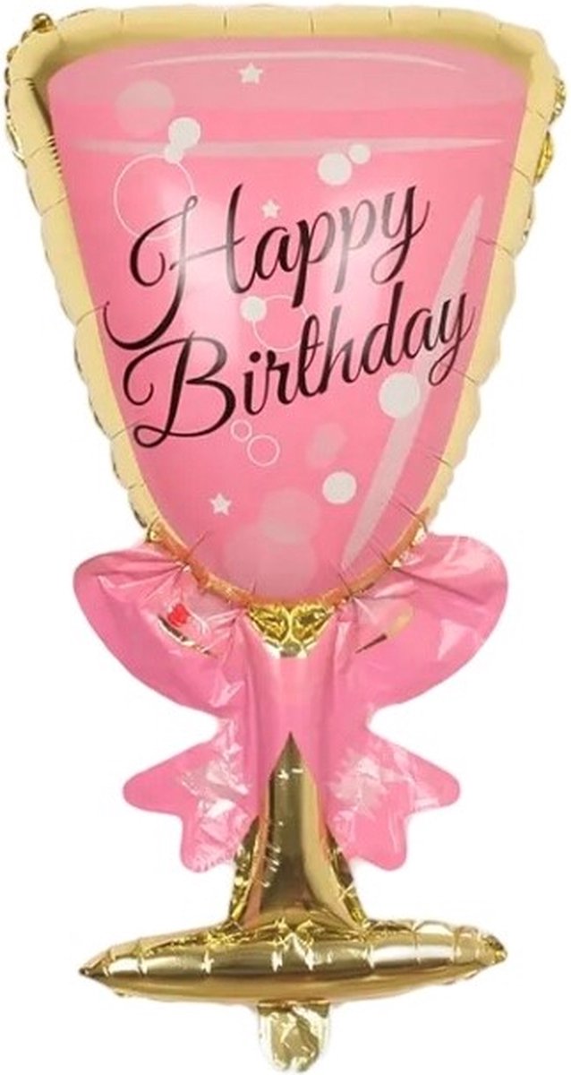 Folie Ballon Glas ( Happy Birthday) 80 x 49 cm