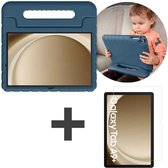 iMoshion Kidsproof Tablet Hoes Kinderen & Screenprotector Gehad Glas Geschikt voor Samsung Galaxy Tab A9 Plus tablethoes - Donkerblauw