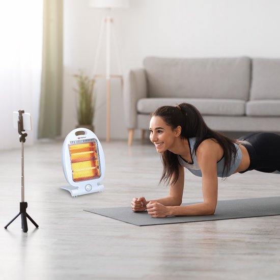 alpina Elektrische Kachel LQ001 – Infrarood Verwarming 800W – Halogeen Heater met 2 Warmtestanden – Compacte Kachel Elektrisch voor Binnen – Elektrische Verwarming met Kantelbeveiliging en Draaggreep