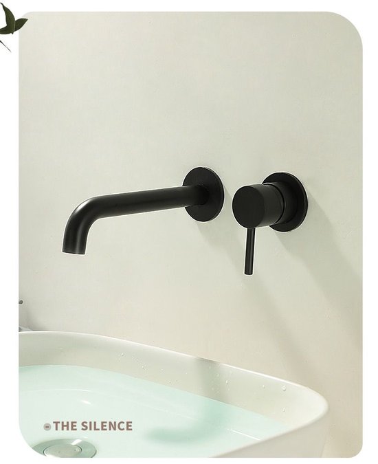 Wastafelkraan inbouw zwart silence wandmontage badkamer kraan