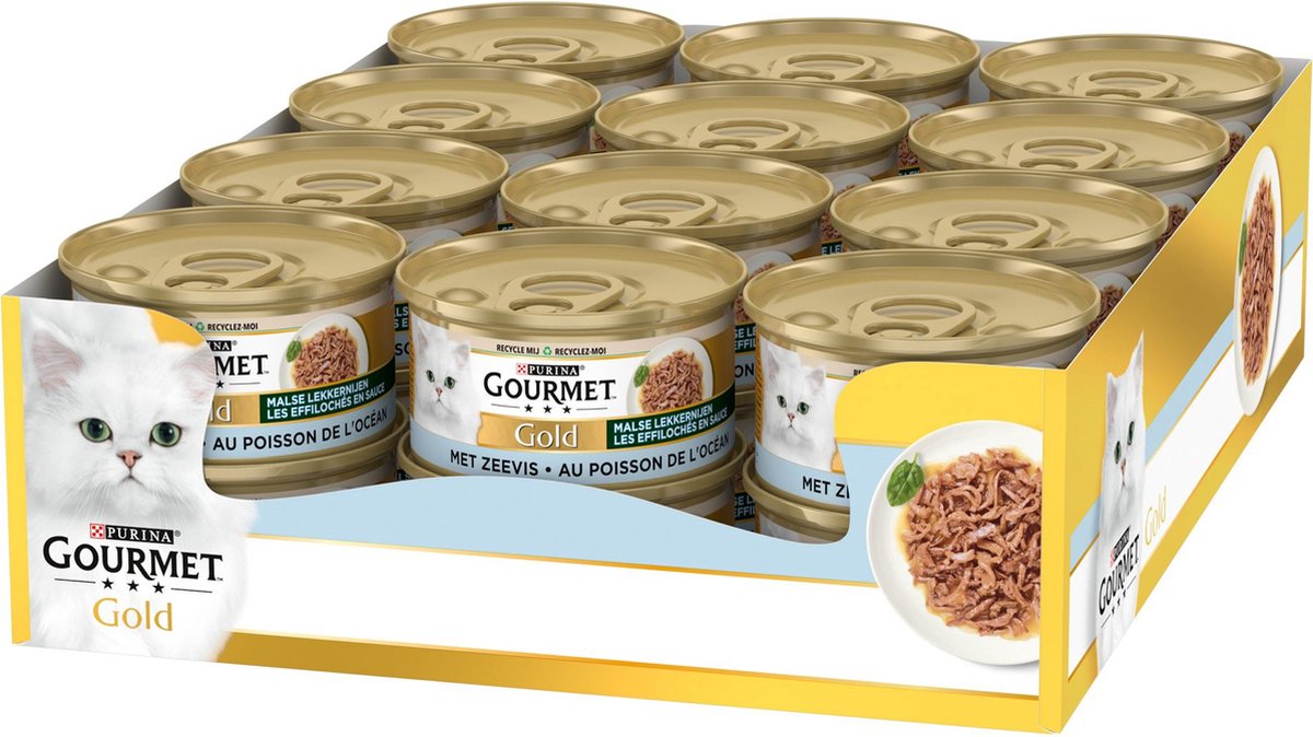 Gourmet Gold Malse Lekkernijen - Kattenvoer Natvoer – Zeevis – 24 x 85 g