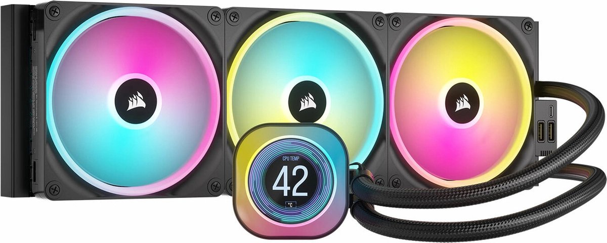 Corsair iCUE LINK H170i LCD - Vloeistofkoelsysteem processor - afmeting radiator: 420 mm - voor Intel LGA: 1700 1200 115X - AMD AM5 AM4 - koper aluminium - 3x iCUE LINK QX140 RGB fans - zwart