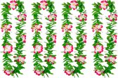 Toppers in concert - Boland Hawaii krans/slinger - 4x - Tropische kleuren mix groen/roze - Bloemen hals slingers