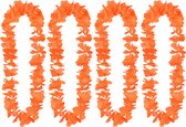 Toppers - Boland Hawaii krans/slinger - 4x - Tropische kleuren oranje - Bloemen hals slingers