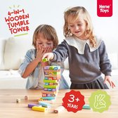 XL Vallende Toren 51 Blokjes - Ontwikkelt Educatieve & Cognitieve Vaardigheden - Stapel Speelgoed met Dieren & Kleuren