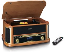 Classic Phono Retro Platenspeler - Bluetooth - Auto-stop - DAB Radio CD en Cassettespeler - TCD-2571WD - Hout