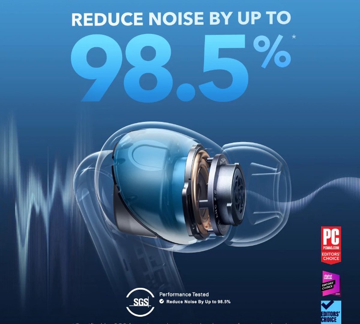 soundcore Liberty 4 NC - Wireless Noise Cancelling Earbuds (Light Blauw) - 98.5% Noise Reduction - draadloze oordopjes- Adaptive Noise Cancelling to Ears and Environment - Hi-Res Sound - 50H Battery thumbnail 3
