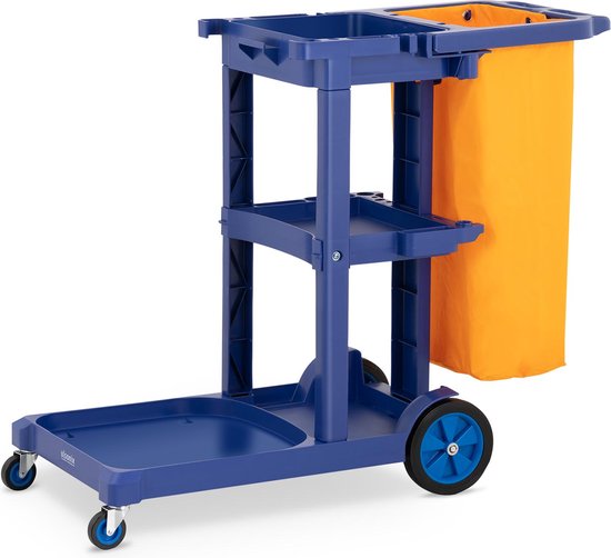 HOMCOM schoonmaakwagen mobiele emmer schoonmaakemmer 20 liter dweilwagen met wringer 2 bakken geel