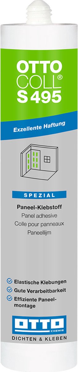 Ottocoll S495 siliconenlijm - 310 ml koker - wit - voor wandpanelen op diverse ondergronden
