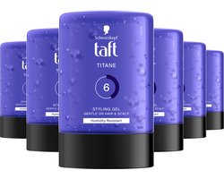 Taft Titane Styling Gel – Haargel – Haarstyling - Sterke Hold - Vochtbestendig – Alcoholvrij & Hydraterend - Voordeelverpakking - 6 x 300 ml