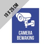 Pictogram/ bord | "Camerabewaking" | 19 x 25 cm | CCTV | Beveiliging | Videobewaking | Diefstal verhinderen | Preventie | Blauw | Opvallend | Polystyreen | Dikte: 1 mm | 2 stuks