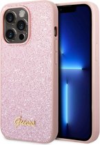 Guess Glitter Flakes Backcover voor de iPhone 15 Pro Max - Roze