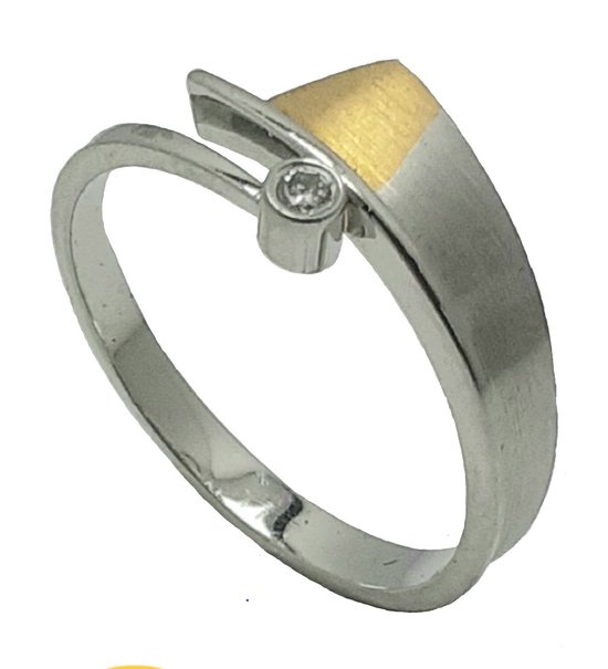 Ring - platina - geel goud - maat 17 - briljant - Verlinden juwelier