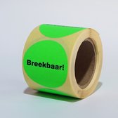 “Breekbaar” stickers op rol - 225 per rol - 50mm groen