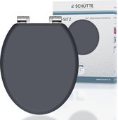 Wc-bril SPIRIT met softclosemechanisme van hout, toiletbril met wc-deksel, houten kern toiletdeksel met motief (maximale belasting van de wc-bril 150 kg), antraciet