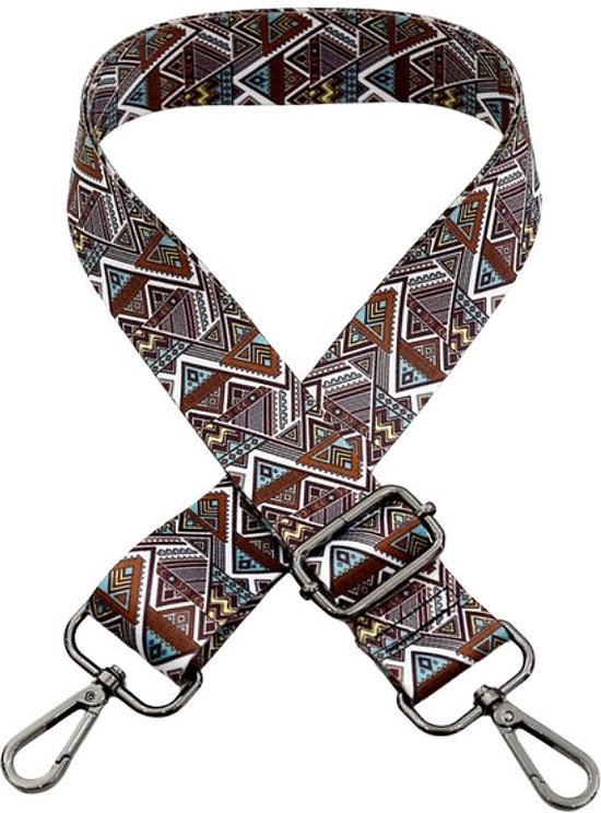 Schouderriem Kelim Bruin - bag strap - met gespen - verstelbaar - afneembare schouderband - tassenriem