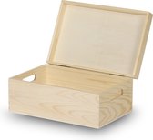 Boite en bois | boîte en bois avec couvercle | 30x20x13cm | boite de rangement en bois | coffre à jouets | poignées | documents | jouets | boîte à souvenirs | boîte à souvenirs | boite en bois | Qualité supérieure