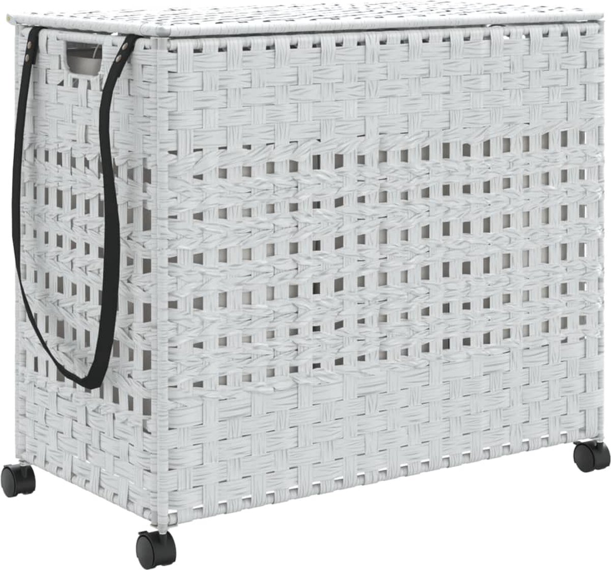 Goedkoopste vidaXL - Wasmand - op - wielen - 66x35x60 - cm - rattan - wit