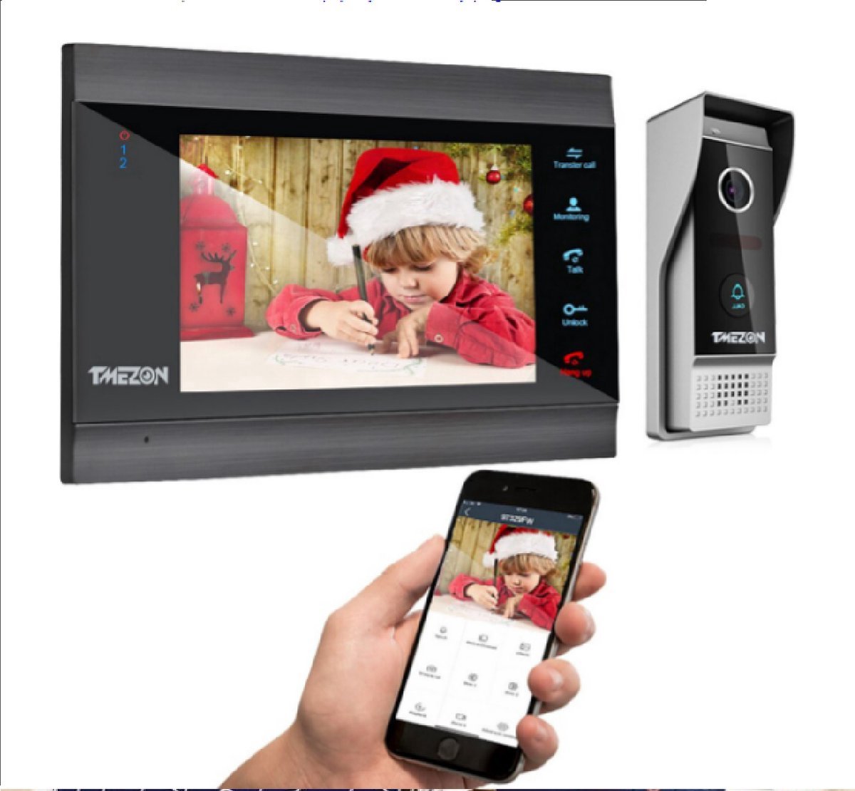 Velox Deurbel met camera - Intercom - Draadloos - LCD scherm - Video deurbel - 7” scherm - Elektrische deurbel