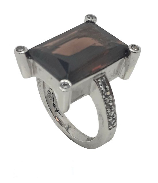 ring - zilver - maat 18 - rookkwarts - Verlinden juwelier