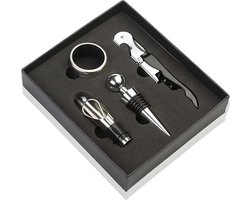 4-delige wijnset - Kurkentrekker - Wijnstopper - Wijnschenker - Wijnring - Wijn - Wijnopener - Wijn accessoires - Wijn cadeau - Flessenstop - Wijn opener - Wijn geschenkset - Wijn set - Kurkentrekkers - Wijn stopper - Wijnset opener - Wijnopener set