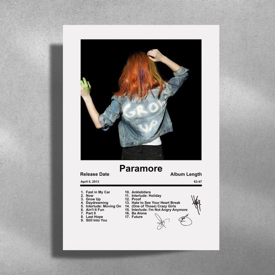 Paramore - Metalen Poster 30x40cm - Album cover