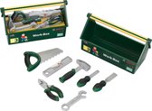 Klein Toys Bosch 7-delige werkdoos - hamer, zaag, waterpas, steeksleutel, tang, vijl en schroevendraaier - groen geel