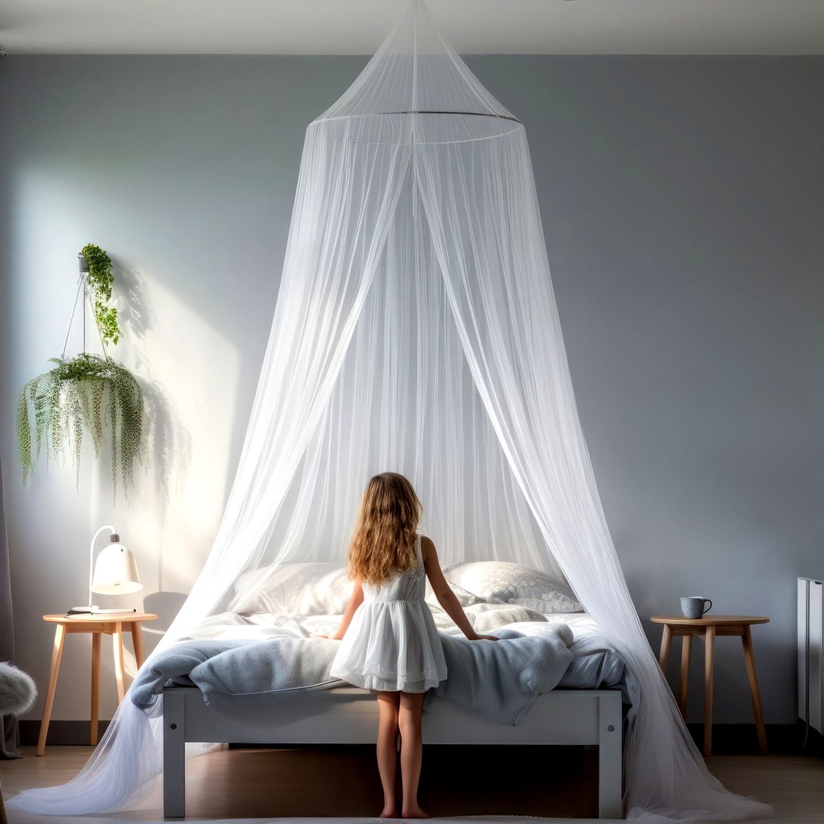 Blauwe Bedhemel voor Tweepersoonsbed | Rechthoekig Klamboe in Verschillende Kleuren & Maten | Hemelbed Sluier voor Tieners & Volwassenen | Slaapkamer Hemelbed