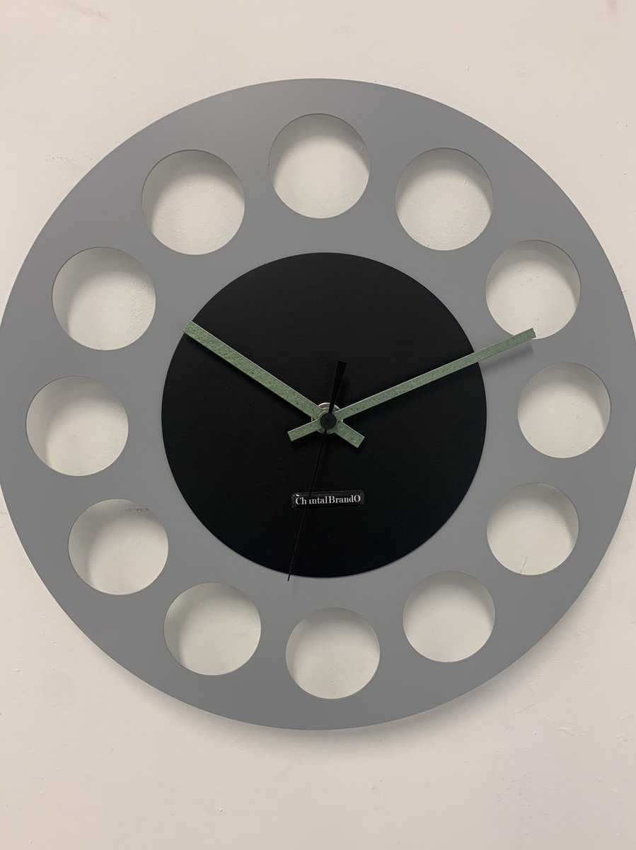 Wandklok CHANTALBRANDO -- GREY & BLACK TORNADO 40 -- MODERN DESIGN --